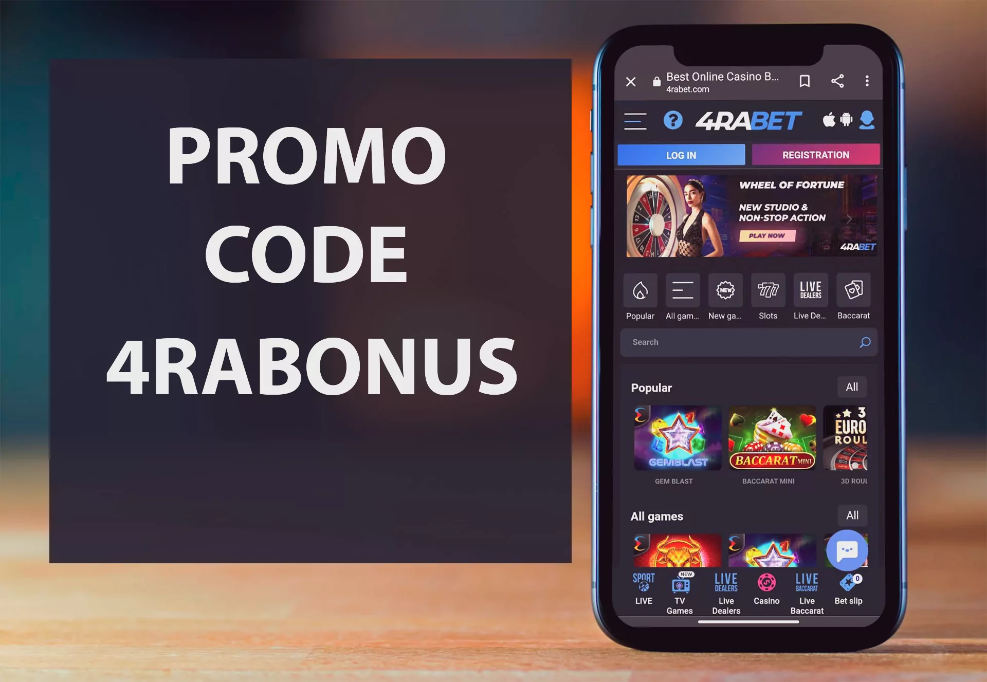 You can spend your bonus money on different casino games at 4rabet.